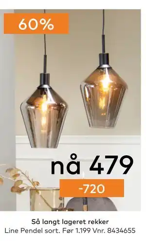 Skeidar Line Pendel sort tilbud
