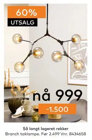 Skeidar Branch taklampe tilbud
