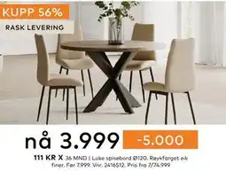 Skeidar Luke spisebord Ø120 tilbud