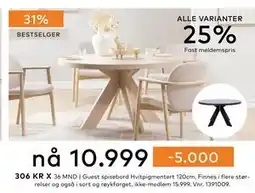 Skeidar Guest spisebord Hvitpigmentert 120cm tilbud