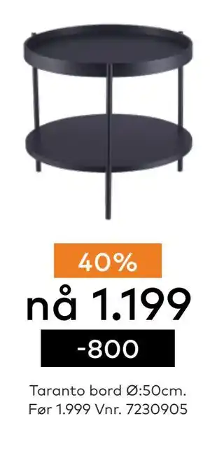 Skeidar Taranto bord tilbud