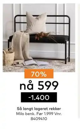 Skeidar Milo benk tilbud