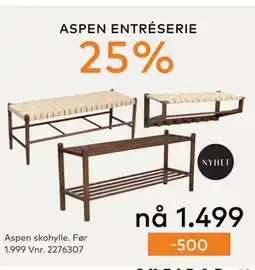Skeidar Aspen skohylle tilbud