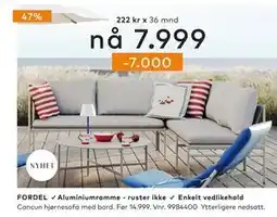 Skeidar Cancun hjørnesofa med bord tilbud