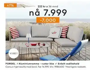 Skeidar Cancun hjørnesofa med bord tilbud