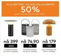 Skeidar ALLE BATTERI- OG SOLCELLELAMPER tilbud