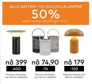 Skeidar ALLE BATTERI- OG SOLCELLELAMPER tilbud