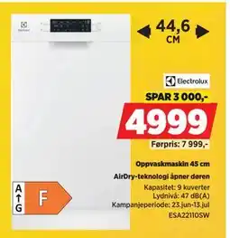 POWER Oppvaskmaskin 45 cm tilbud