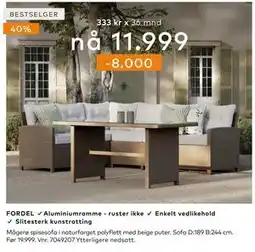 Skeidar Mågerø spisesofa tilbud