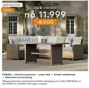 Skeidar Mågerø spisesofa tilbud