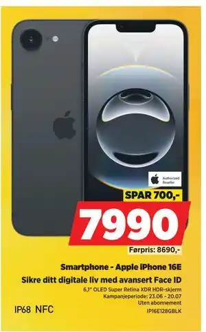POWER Smartphone - Apple iPhone 16E tilbud