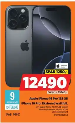 POWER Apple iPhone 16 Pro 128 GB tilbud