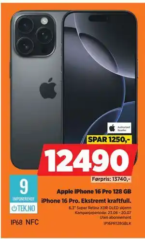 POWER Apple iPhone 16 Pro 128 GB tilbud