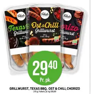 Kiwi GRILLWURST, TEXAS BBQ, OST & CHILI, CHORIZO tilbud
