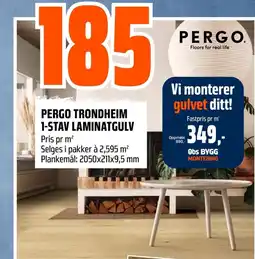 Coop Obs PERGO TRONDHEIM 1-STAV LAMINATGULV Pris pr m² tilbud