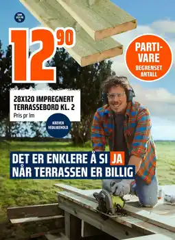 Coop Obs 28X120 IMPREGNERT TERRASSEBORD KL. 2 Pris pr Im tilbud