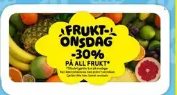 Bunnpris 30% på all frukt tilbud
