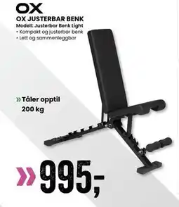 Sport Outlet OX JUSTERBAR BENK tilbud