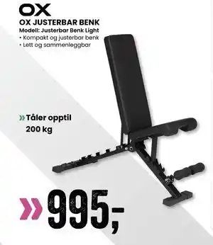 Sport Outlet OX JUSTERBAR BENK tilbud