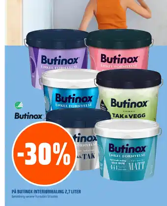 Coop Obs PÅ BUTINOX INTERIØRMALING 2,7 LITER tilbud