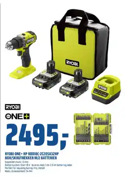 Coop Obs RYOBI ONE+ HP RDD18C-2C20SA32HP BOR/SKRUTREKKER M/2 BATTERIER tilbud