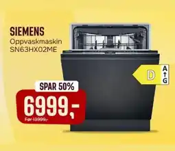 Skousen SIEMENS Oppvaskmaskin SN63HX02ME tilbud