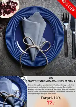 Kitch'n AIDA GROOVY STENTØY MIDDAGSTALLERKEN 27 CM BLÅ tilbud