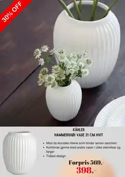 Kitch'n KÄHLER HAMMERSHØI VASE 21 CM HVIT tilbud
