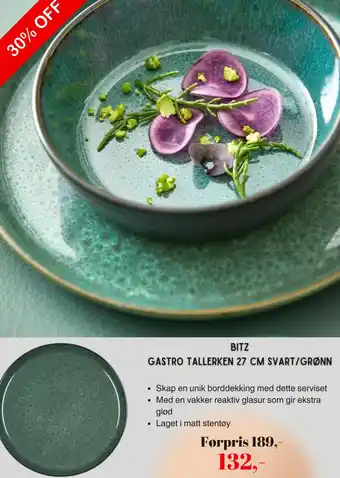 Kitch'n BITZ GASTRO TALLERKEN 27 CM SVART/GRØNN tilbud