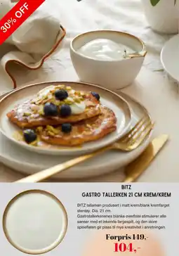 Kitch'n BITZ GASTRO TALLERKEN 21 CM KREM/KREM tilbud