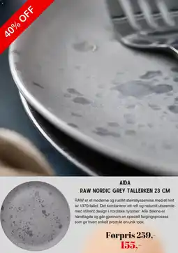Kitch'n Aida raw nordic grey tallerken tilbud