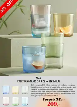 Kitch'n AIDA CAFÉ VANNGLASS 34,5 CL 6 STK MULTI tilbud