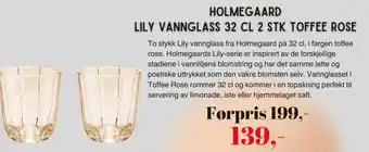 Kitch'n HOLMEGAARD LILY VANNGLASS 32 CL 2 STK TOFFEE ROSE tilbud