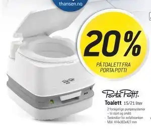 Thansen 20% PÅ TOALETT FRA PORTA POTTI tilbud