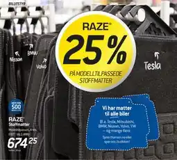 Thansen 25% PÅ MODELLTILPASSEDE STOFFMATTER tilbud