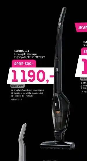 ELON Ledningsfri støvsuger Ergorapido Classic EERC73EB tilbud