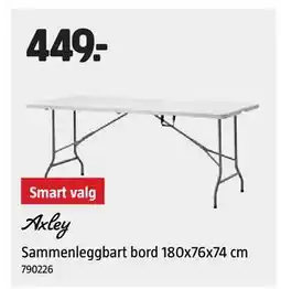 Jula Sammenleggbart bord 180x76x74 cm tilbud