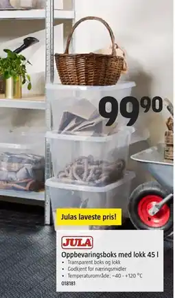 Jula Oppbevaringsboks med lokk 45 l tilbud