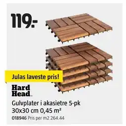 Jula Gulvplater i akasietre 5-pk 30x30 cm 0,45 m² tilbud