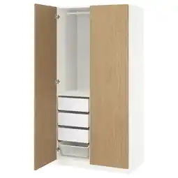 IKEA Pax / storklinta Garderobekombinasjon, hvit/eikemønstret, 100x60x201 cm tilbud