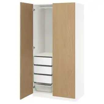 IKEA Pax / storklinta Garderobekombinasjon, hvit/eikemønstret, 100x60x201 cm tilbud