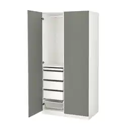 IKEA Pax / reinsvoll Garderobekombinasjon, hvit/grågrønn, 100x60x201 cm tilbud