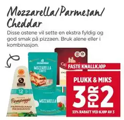 Meny Mozzarella/Parmesan/ Cheddar tilbud