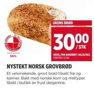 Meny NYSTEKT NORSK GROVBRØD tilbud