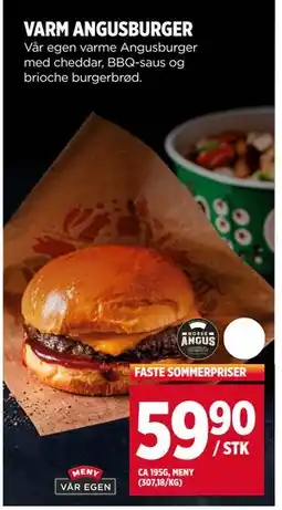 Meny VARM ANGUSBURGER tilbud