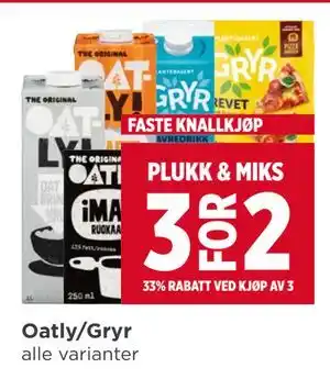 Meny Oatly/Gryr tilbud