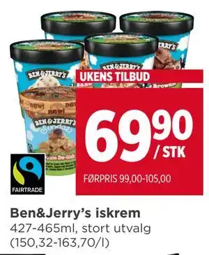 Meny Ben&Jerry’s iskrem tilbud