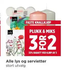 Meny Alle lys og servietter tilbud