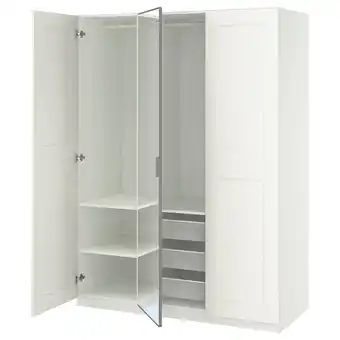 IKEA Pax / kammartorp/grimo Garderobekombinasjon, hvit speil/grå hvit, 150x60x201 cm tilbud