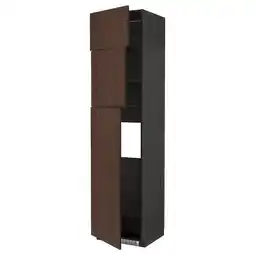IKEA Metod Høyskap f kjøleskap m 3 dører, svart/sinarp brun, 60x60x240 cm tilbud
